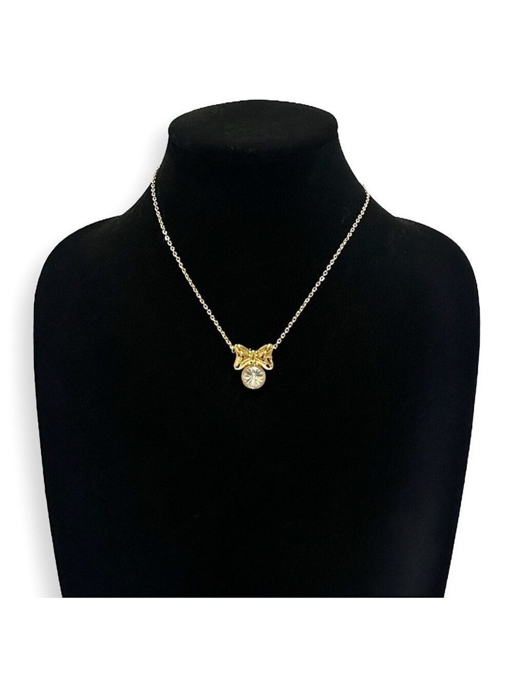 SWAROVSKI 🎀 Must-Have 🎀 Gold-Tone Bow Necklace w Crystal Pendant | NWOT - Picture 8 of 10
